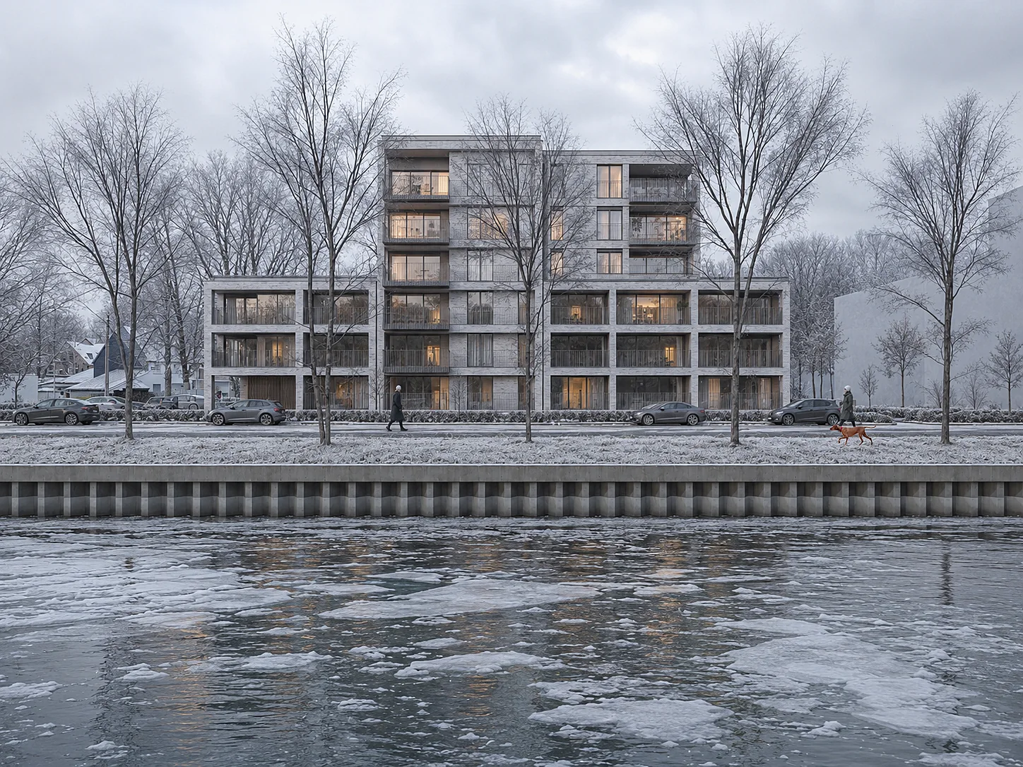 Residentie Waterkant in de winter
